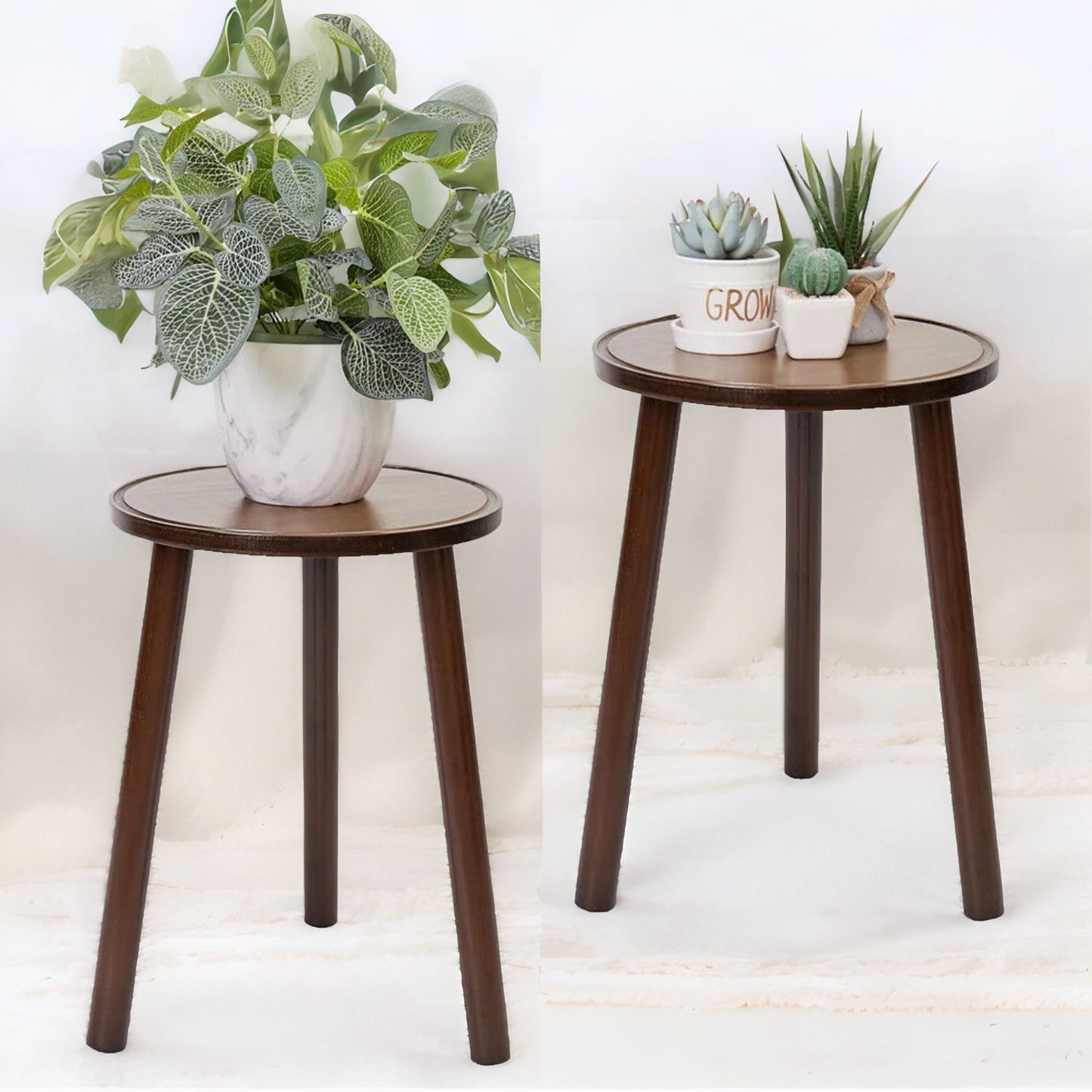 set of 2 bamboo plant tables