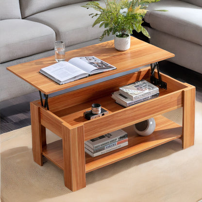 Industrial Walnut Sliding Top Coffee Table With Hidden Storage