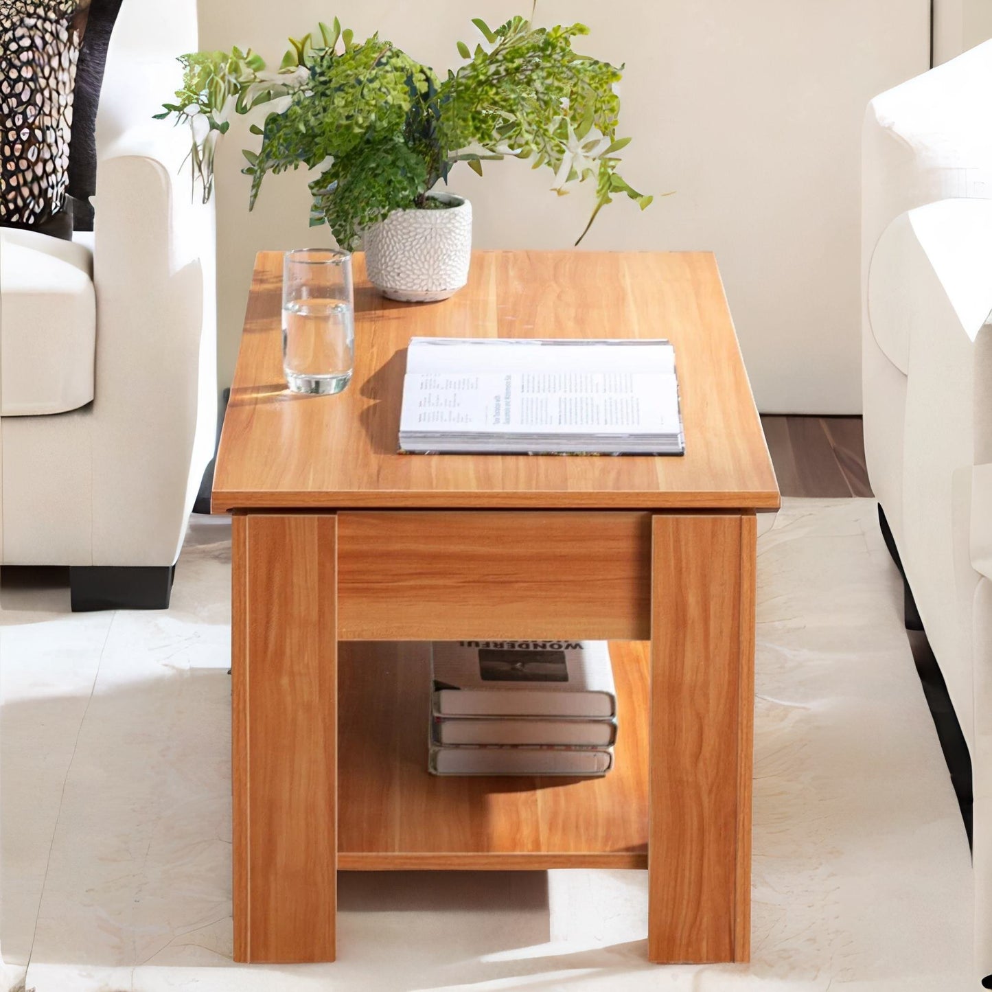 industrial walnut sliding top coffee table with hidden storage