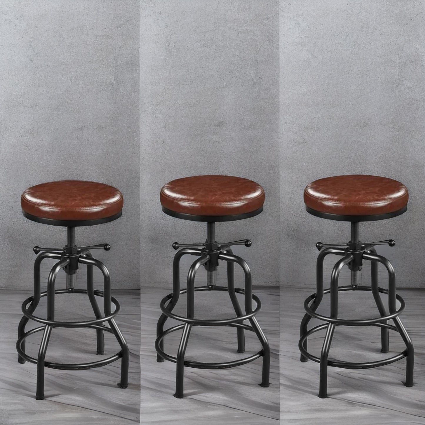 industrial faux leather bar stool with adjustable height