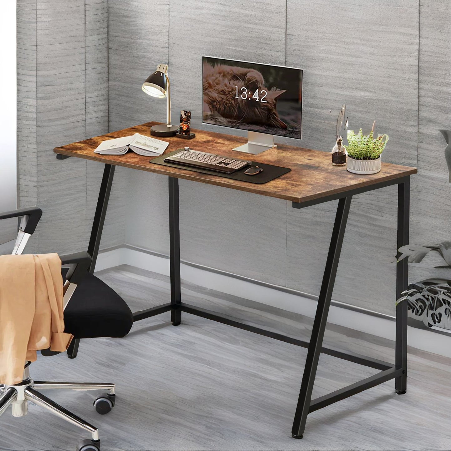 industrial rustic computer desk 100cm wide