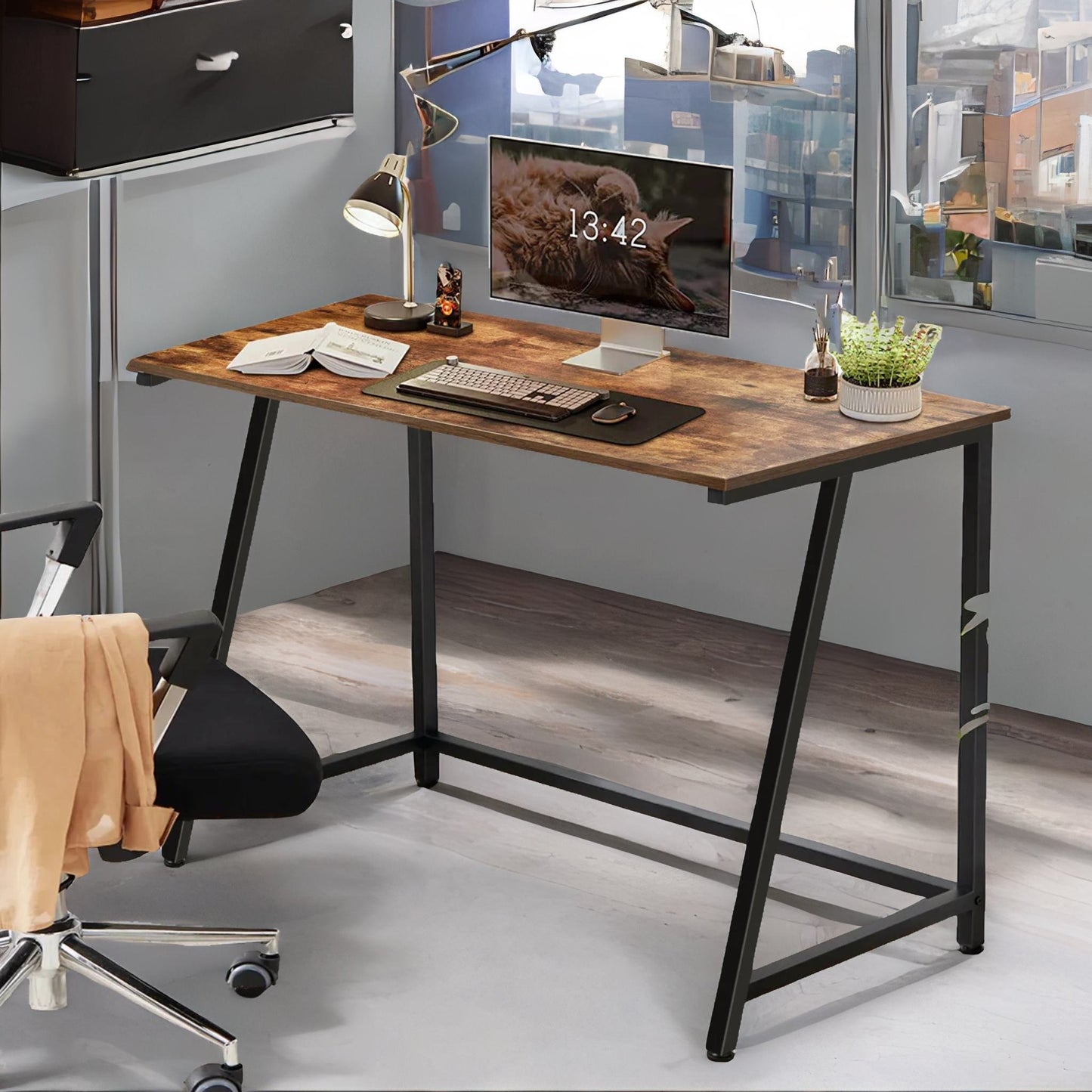 industrial rustic computer desk 100cm wide