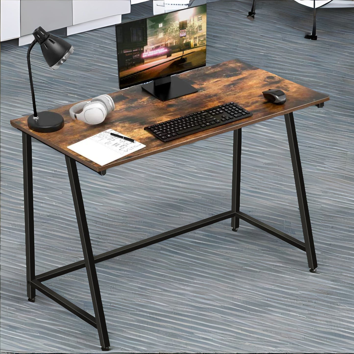 industrial rustic computer desk 100cm wide