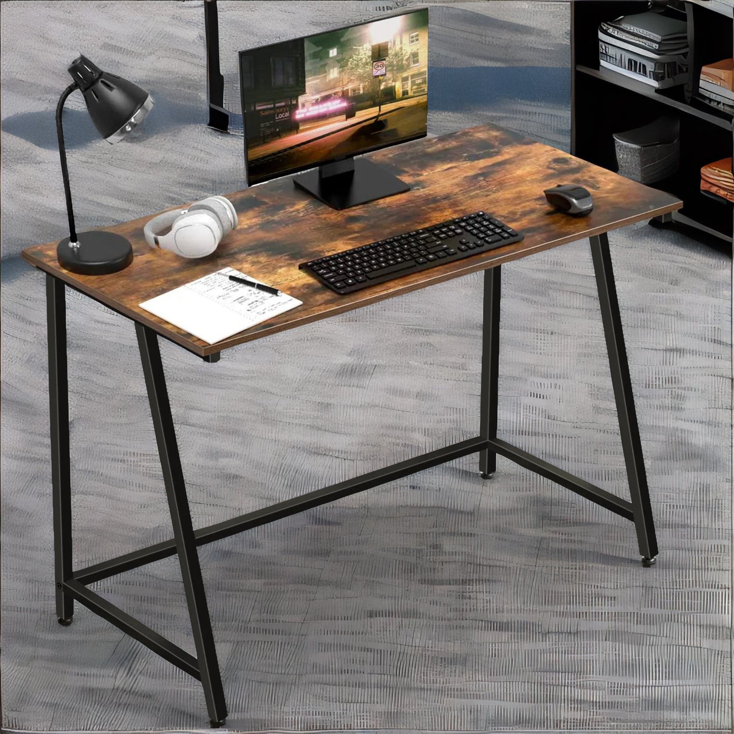 industrial rustic computer desk 100cm wide