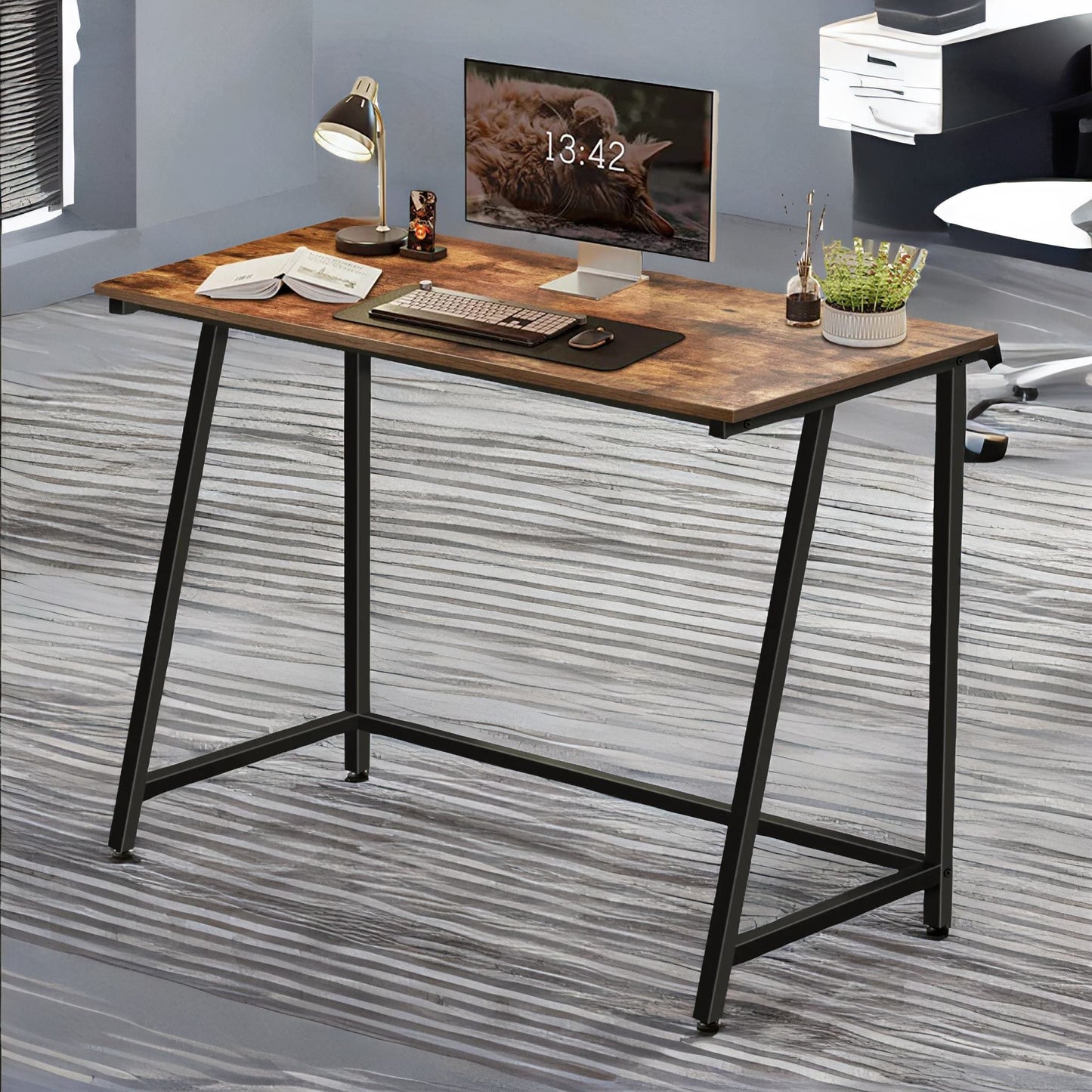 industrial rustic computer desk 100cm wide