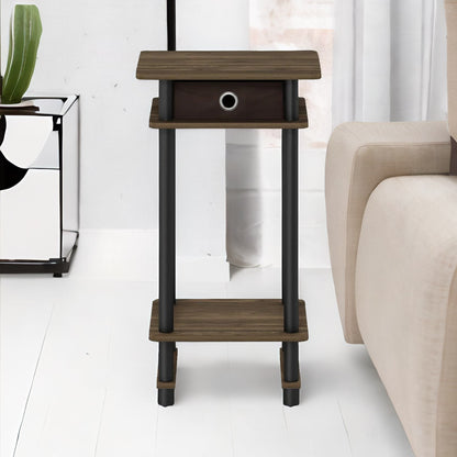 Industrial Rustic Side Table With Fabric Drawer