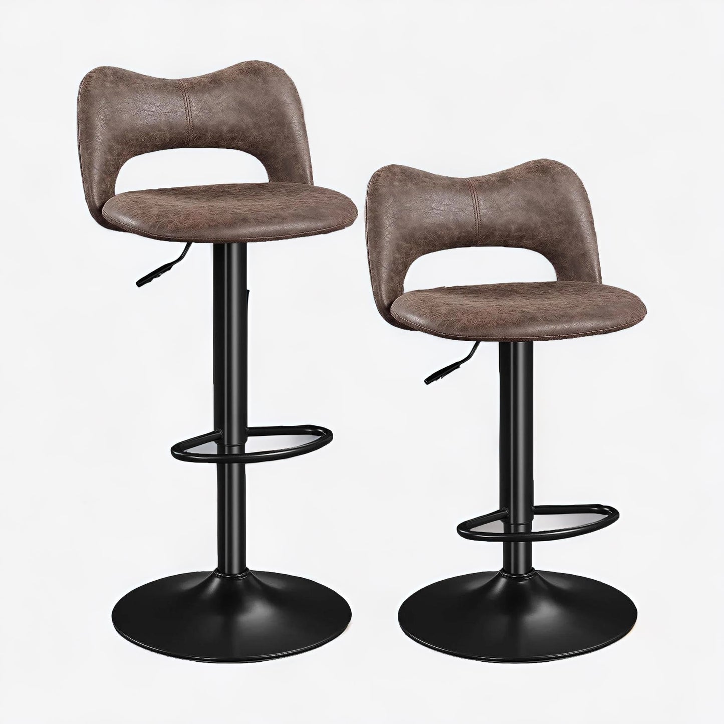 adjustable height retro brown bar stools set of 2