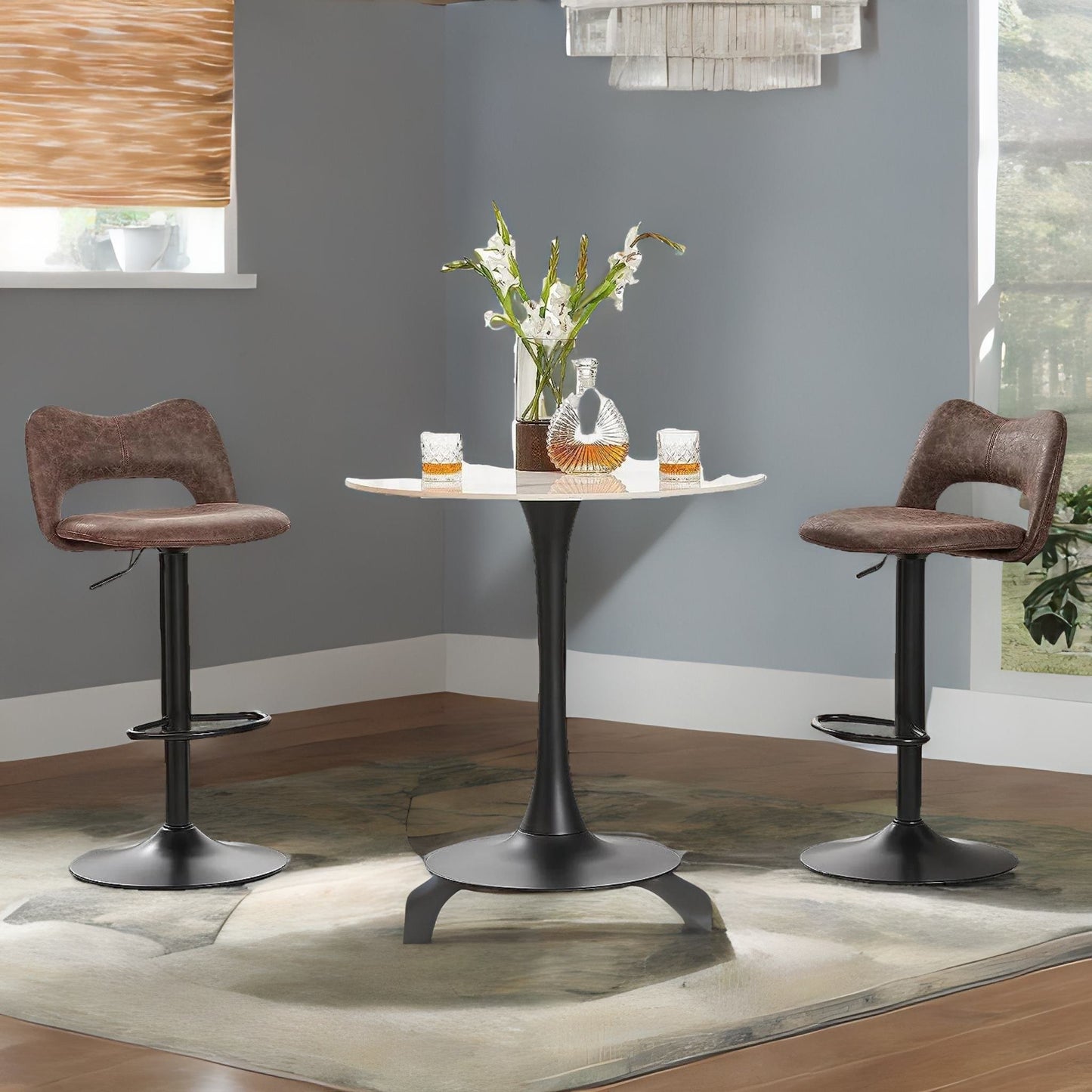 adjustable height retro brown bar stools set of 2