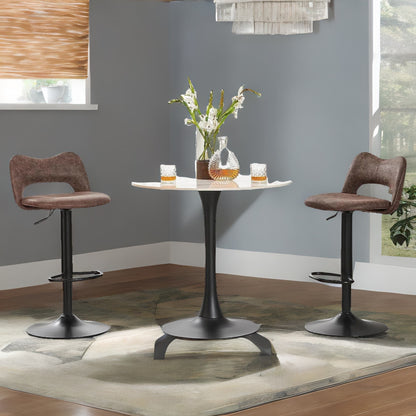 Adjustable Height Retro Brown Bar Stools Set Of 2