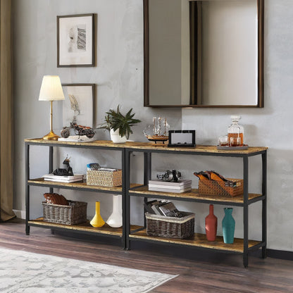 3 Tier Console Table For Hallway Rustic Brown