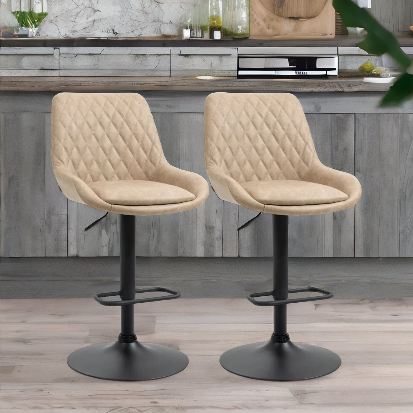 set of 2 adjustable height retro light khaki bar stools