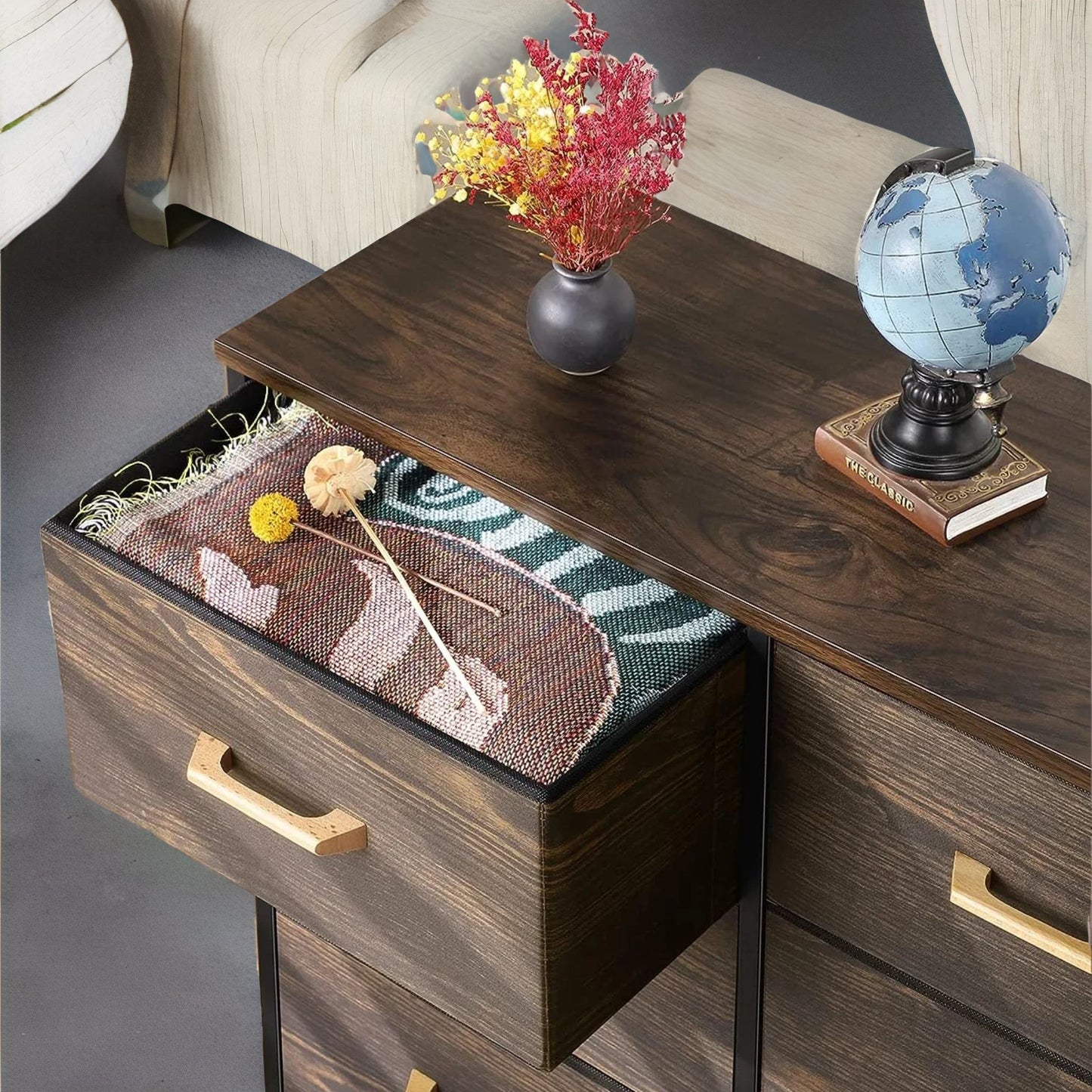 6 drawer bedroom chest walnut