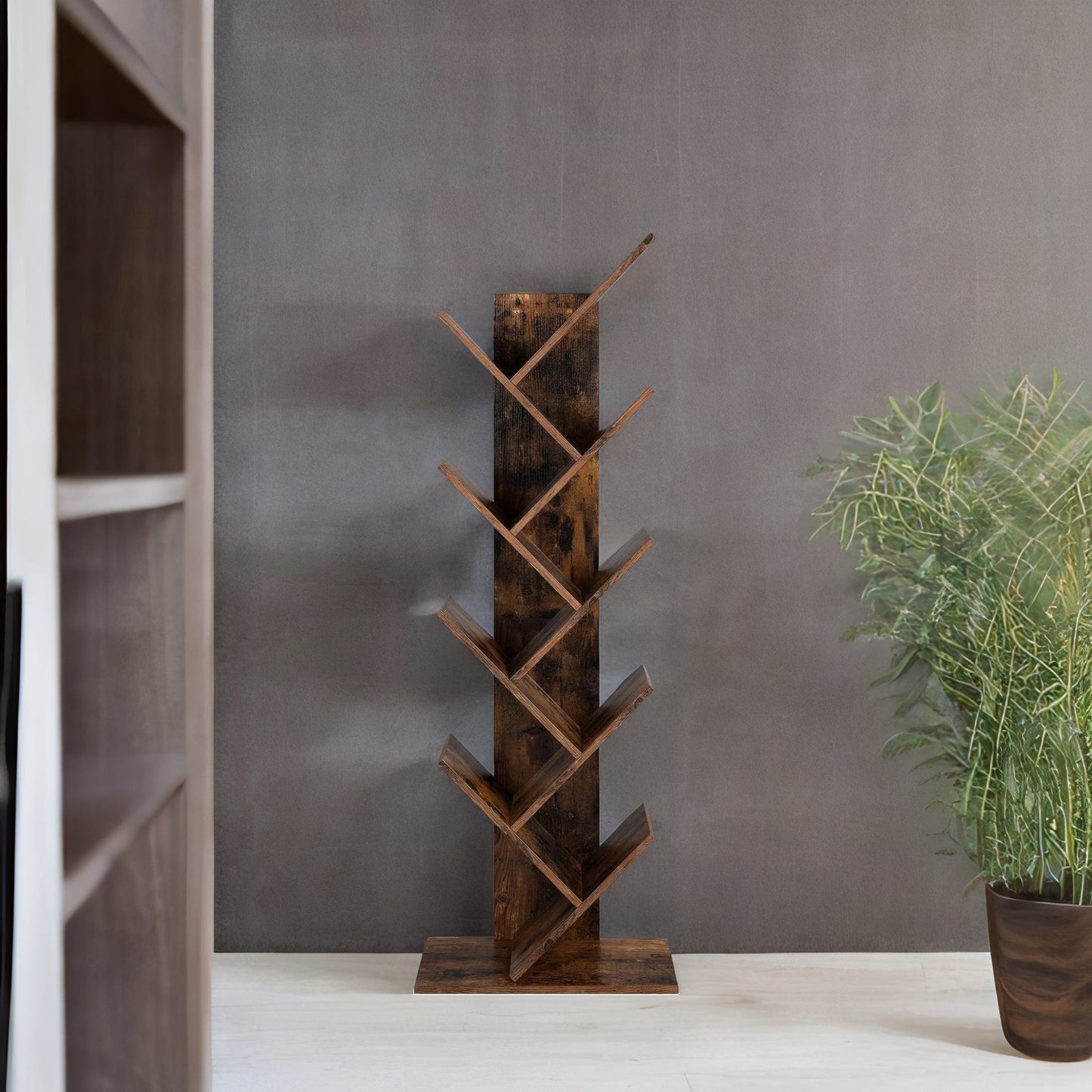 industrial 8 tier tree free-standing book shelf