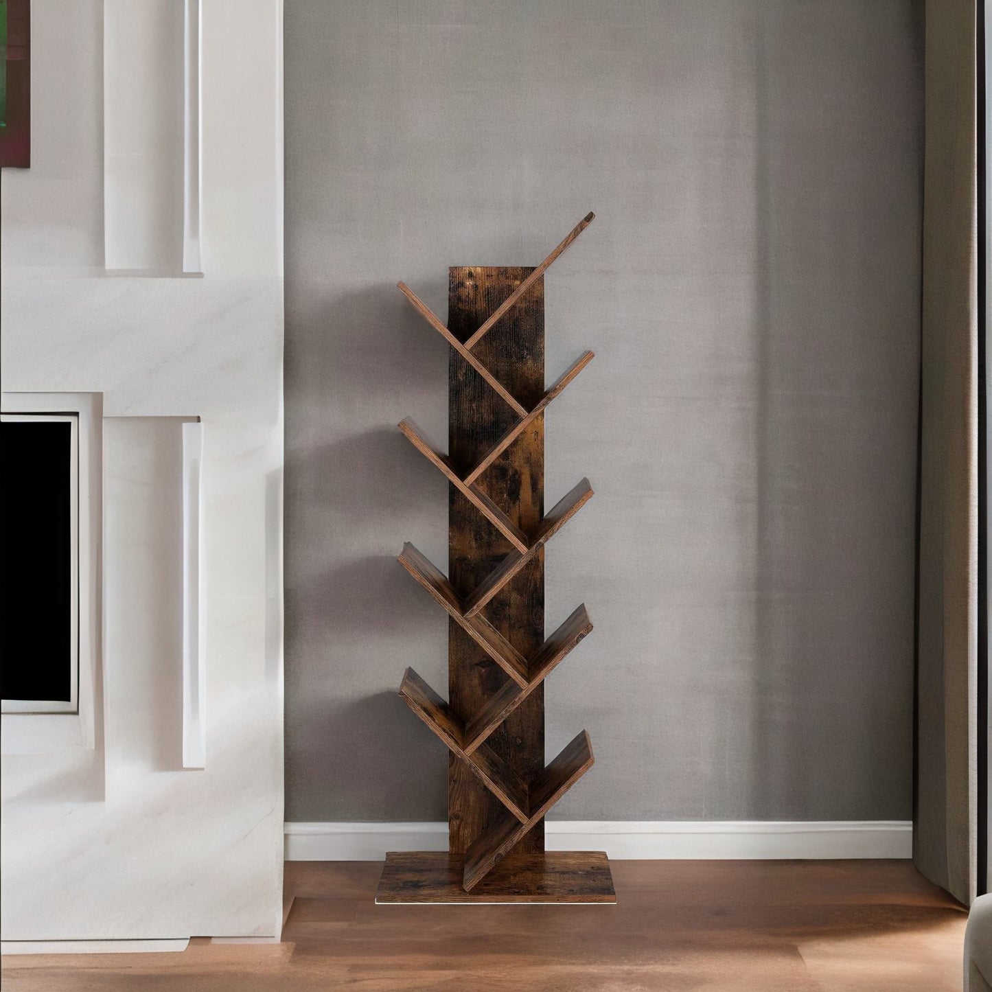 industrial 8 tier tree free-standing book shelf