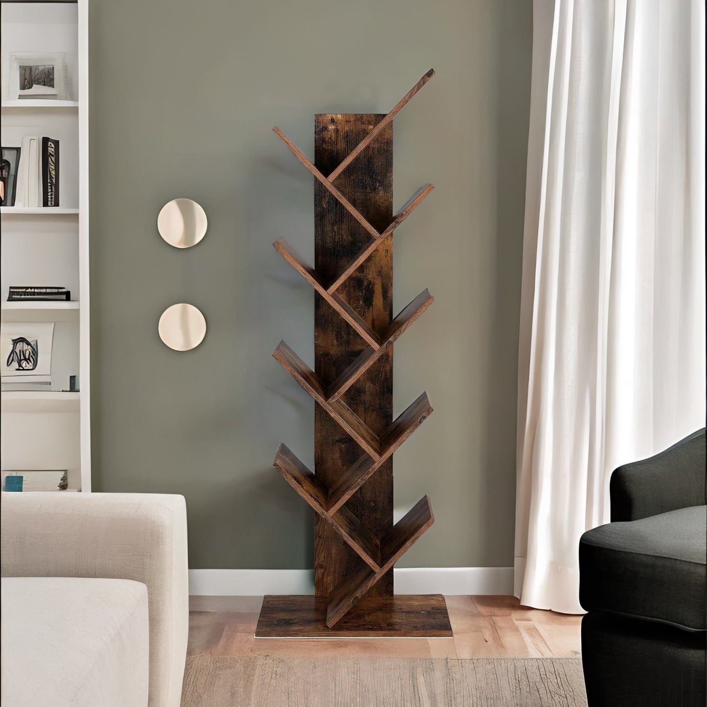 industrial 8 tier tree free-standing book shelf