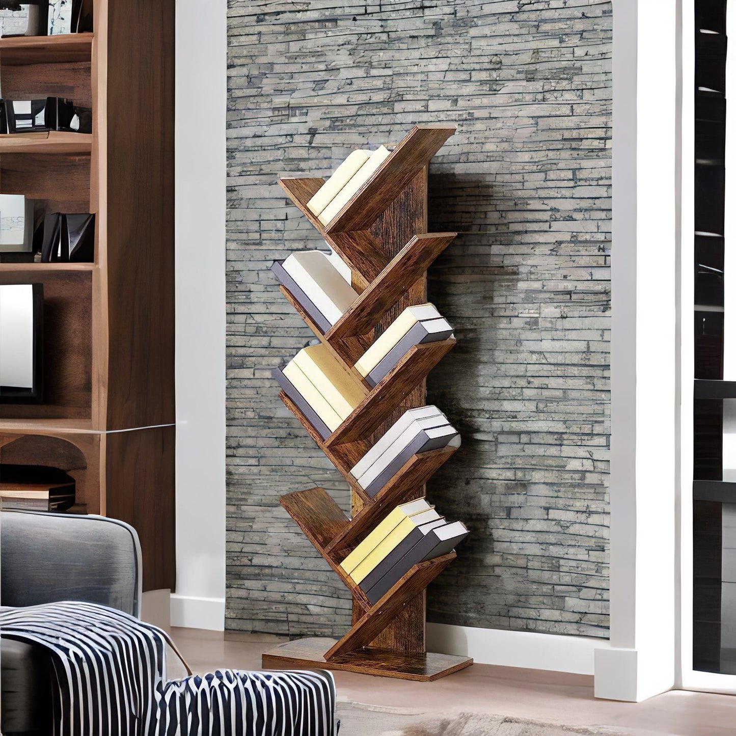 industrial 8 tier tree free-standing book shelf