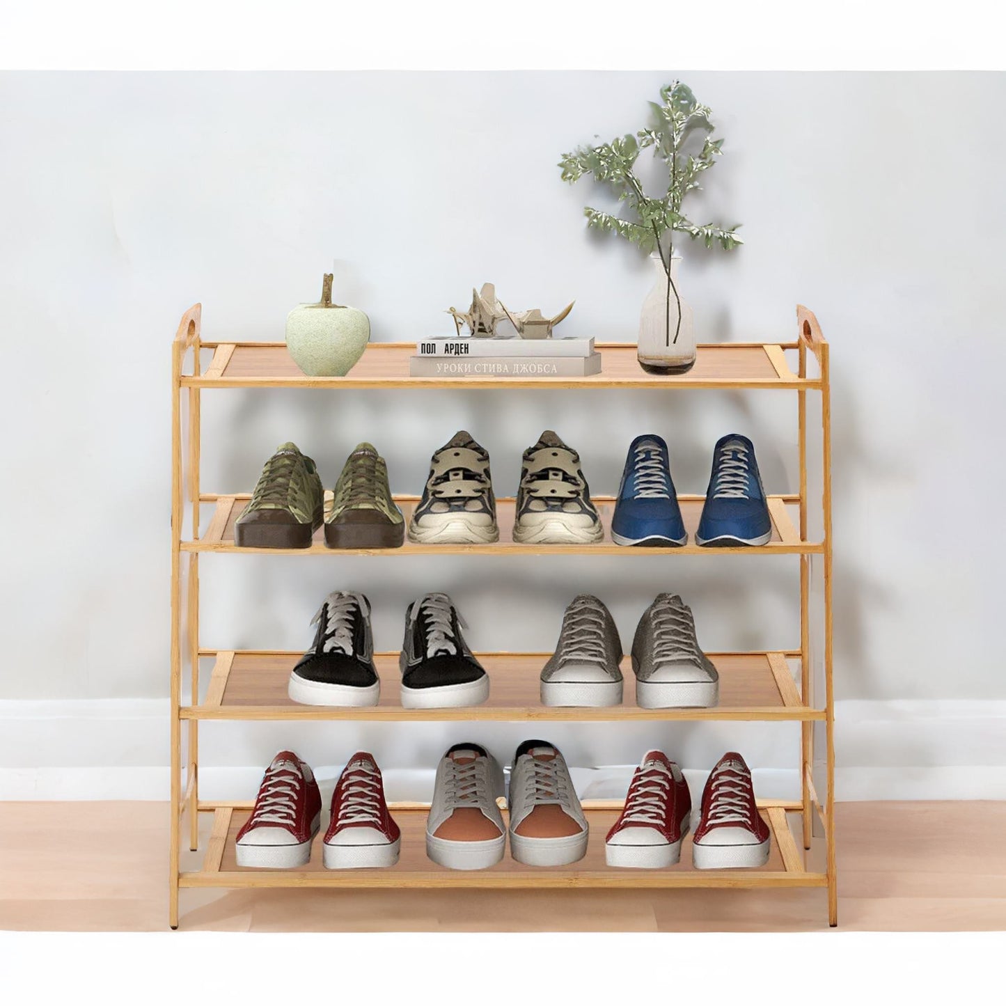 4 tier bamboo shoe rack