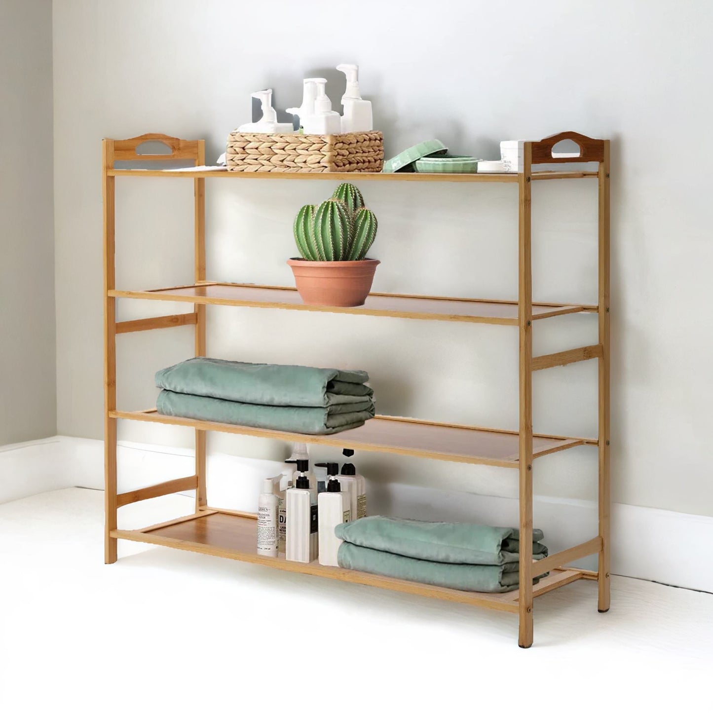 4 tier bamboo shoe rack