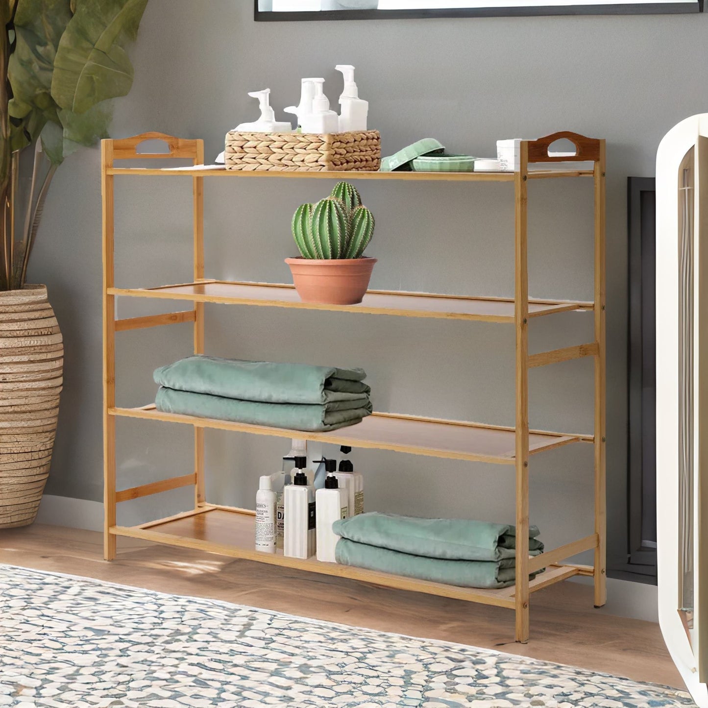 4 tier bamboo shoe rack