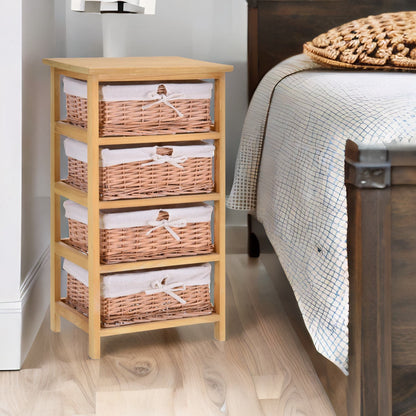 4 Drawer Wicker Basket Storage Unit