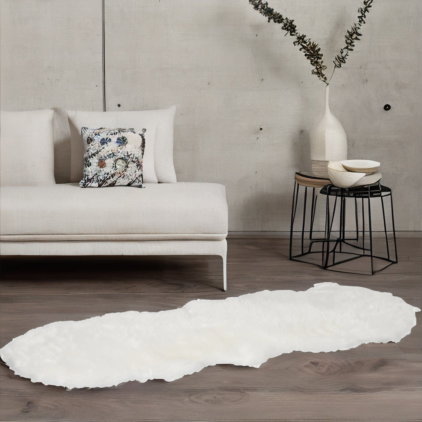 white faux fur rug