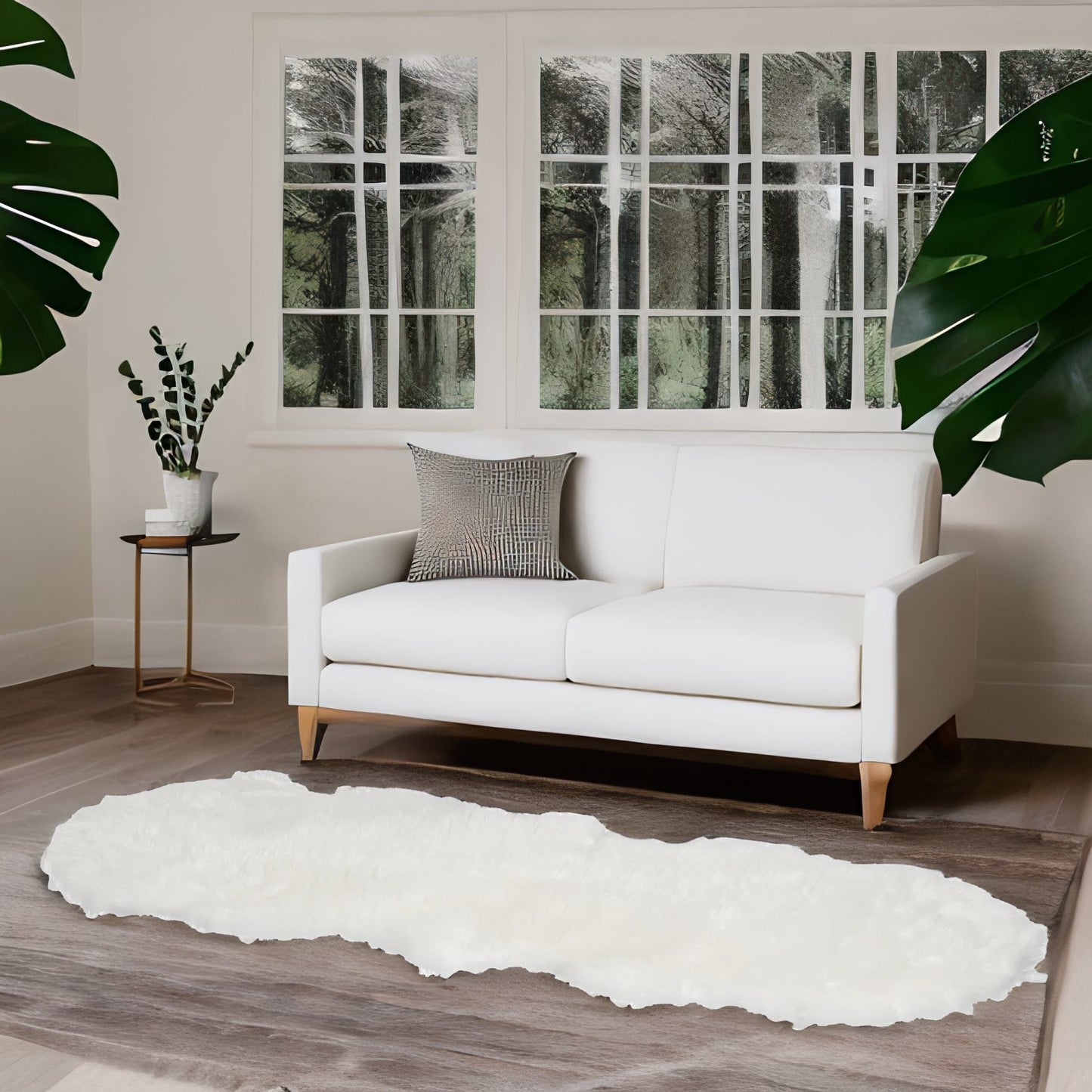 white faux fur rug