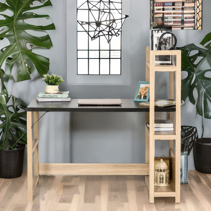 120CM Computer Desk With 3 Shelves Natural Brown