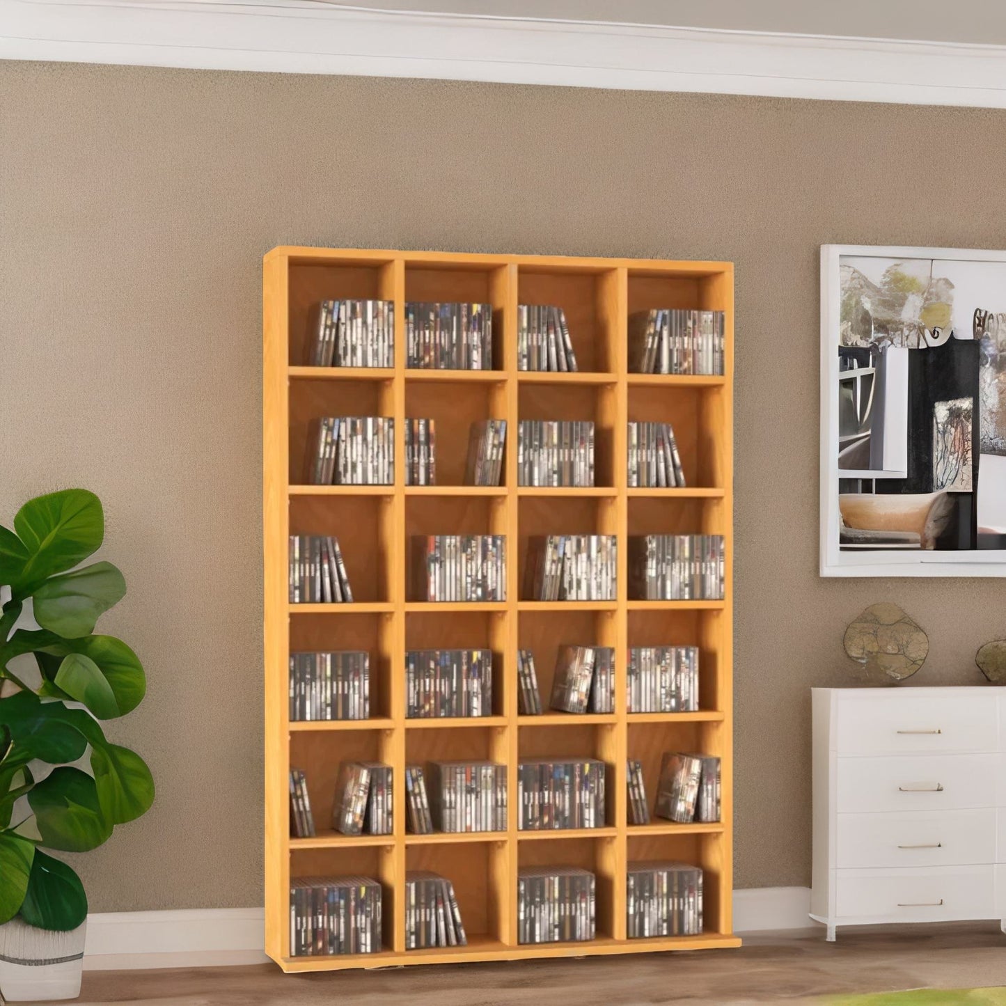 6 tier beech wood bookcase with 24 compartments