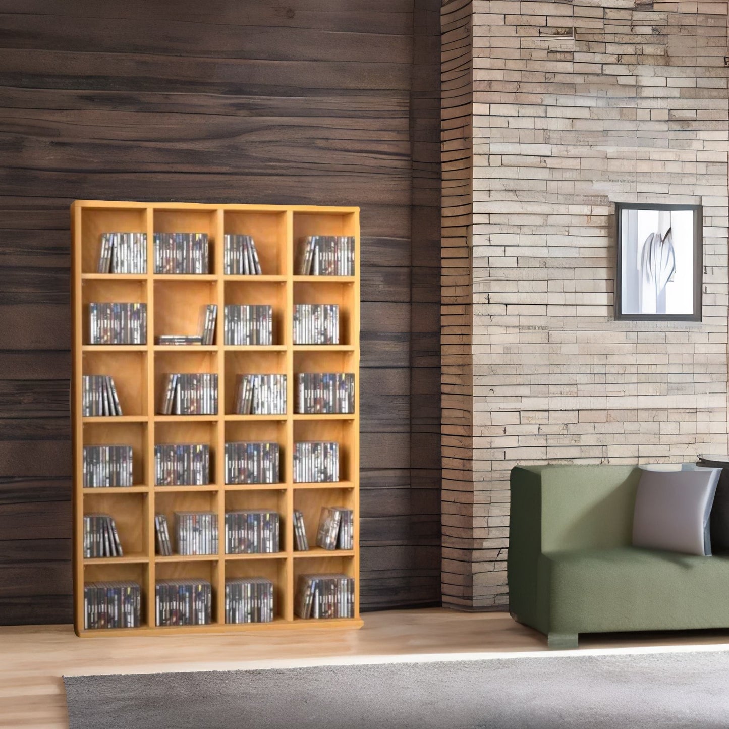 6 tier beech wood bookcase with 24 compartments