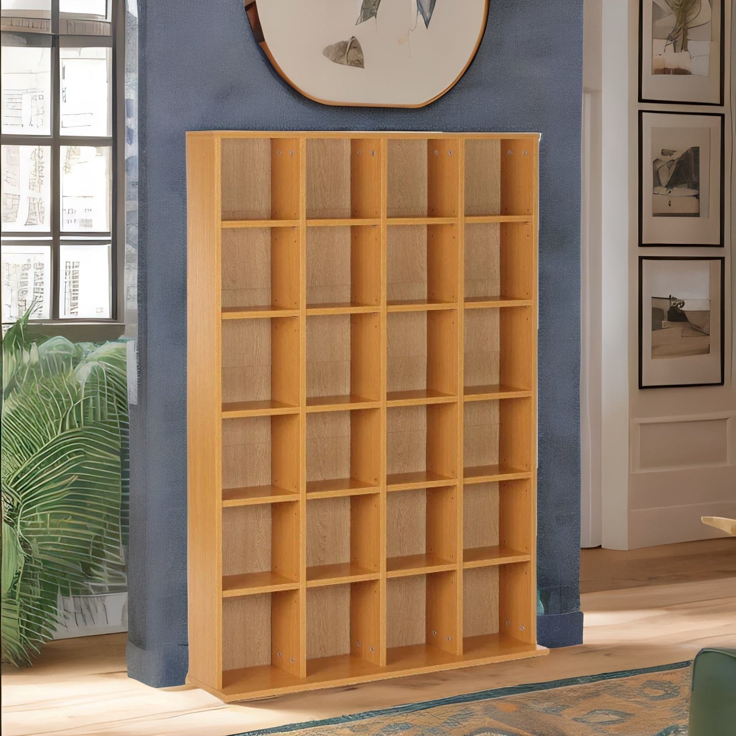 6 tier beech wood bookcase with 24 compartments