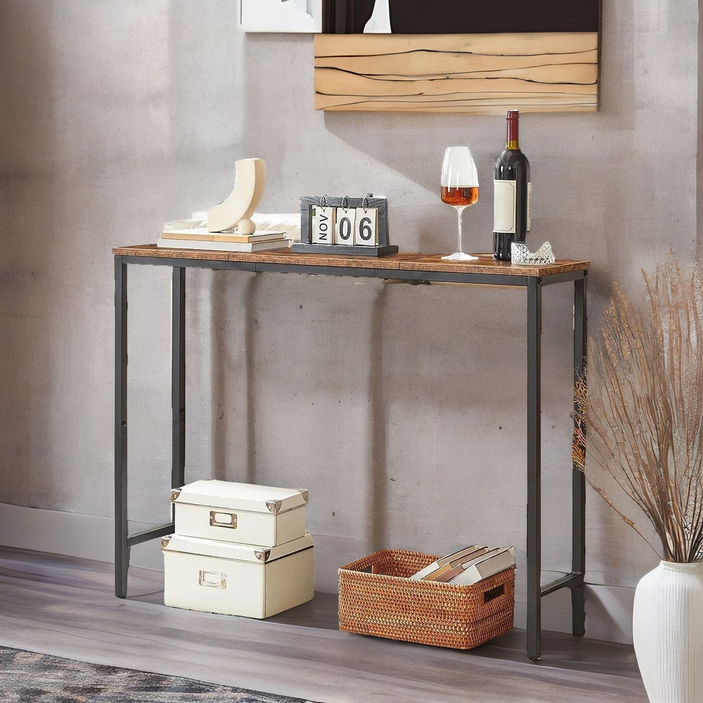 industrial rustic 100cm wide console table