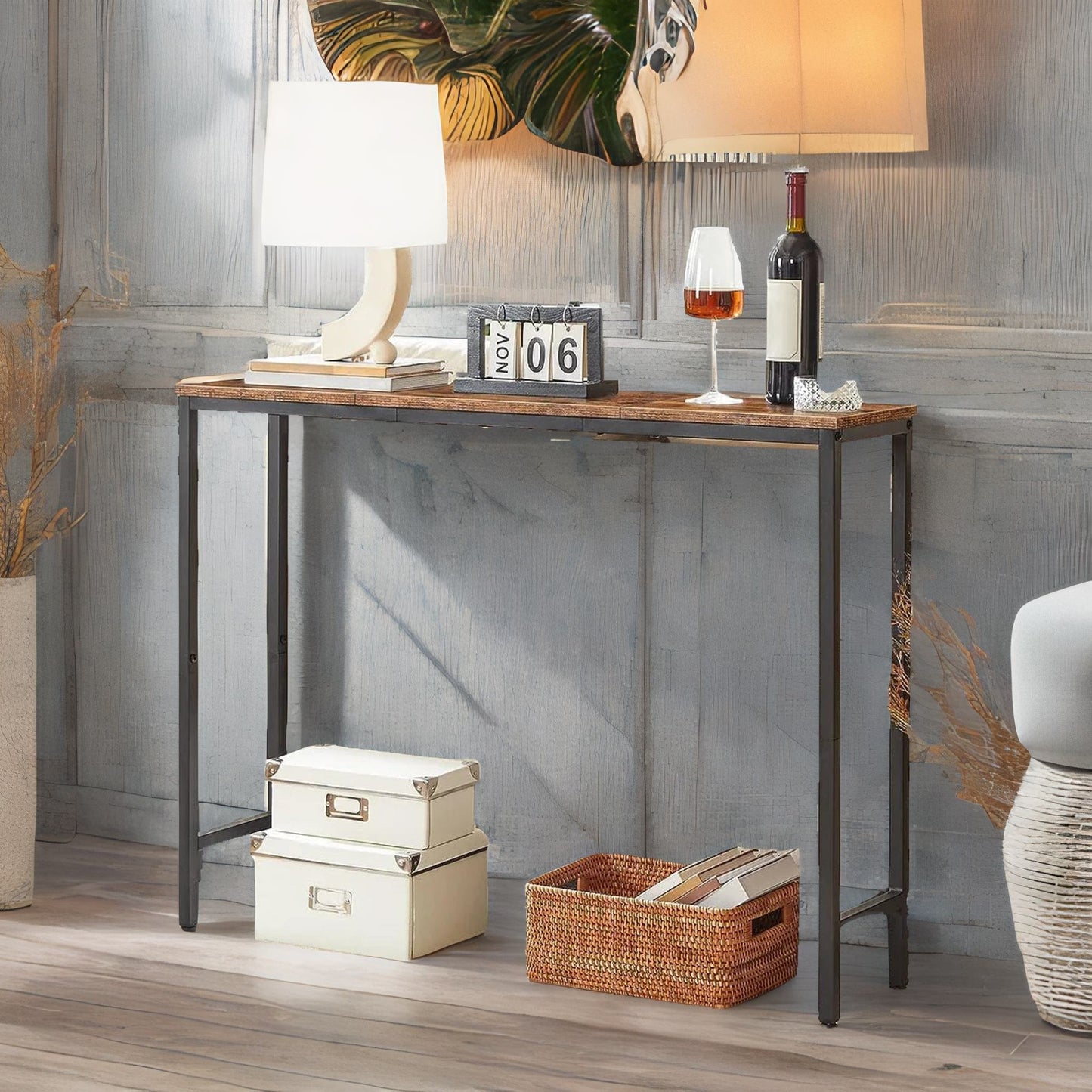 industrial rustic 100cm wide console table