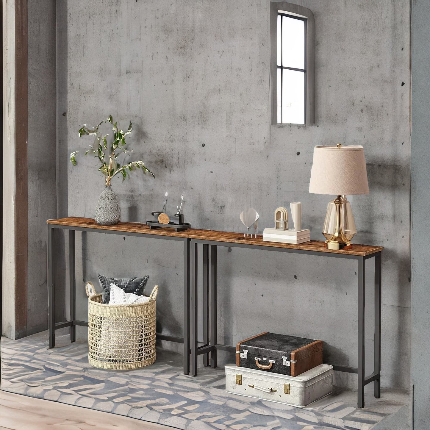 industrial rustic 100cm wide console table