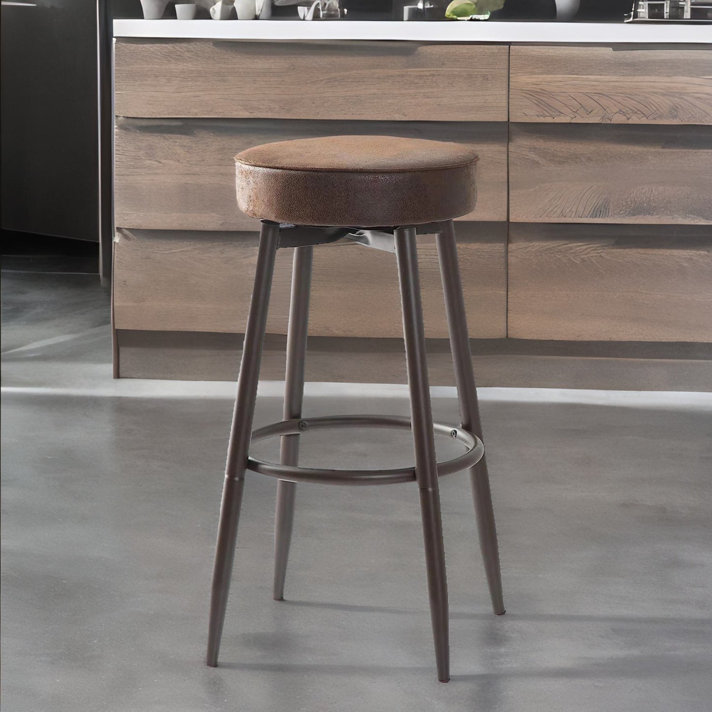 set of 2 adjustable swivel brown stools