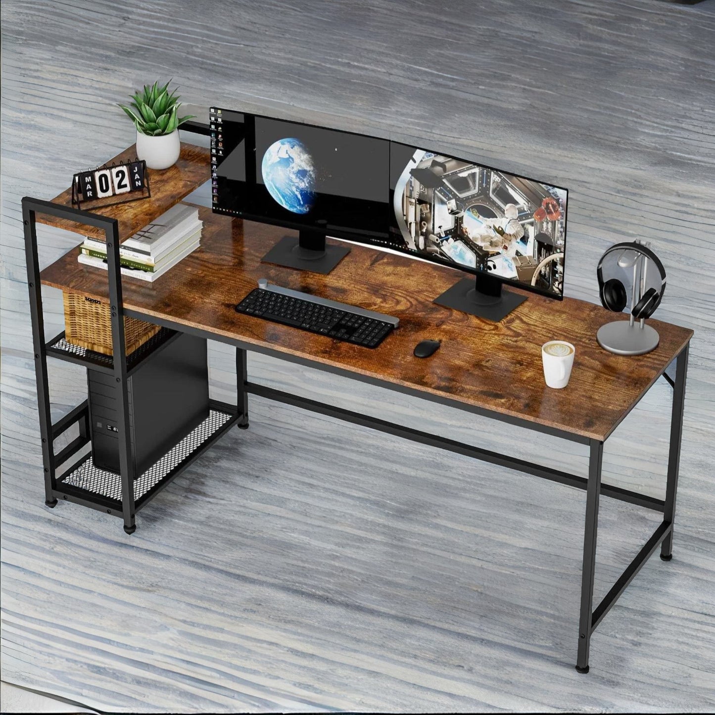 industrial 4 tier writing desk 160cm wide