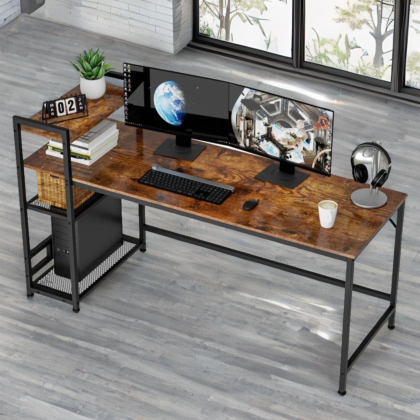 industrial 4 tier writing desk 160cm wide