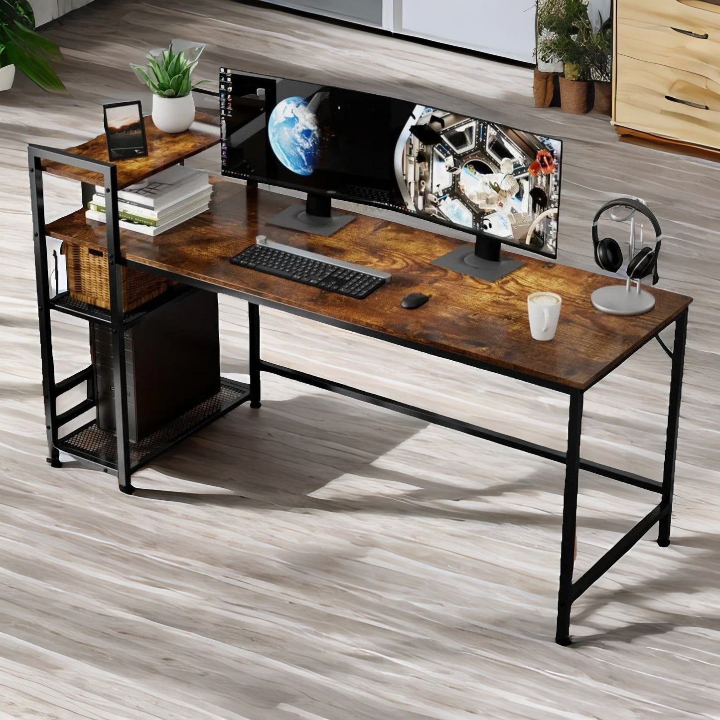 industrial 4 tier writing desk 160cm wide