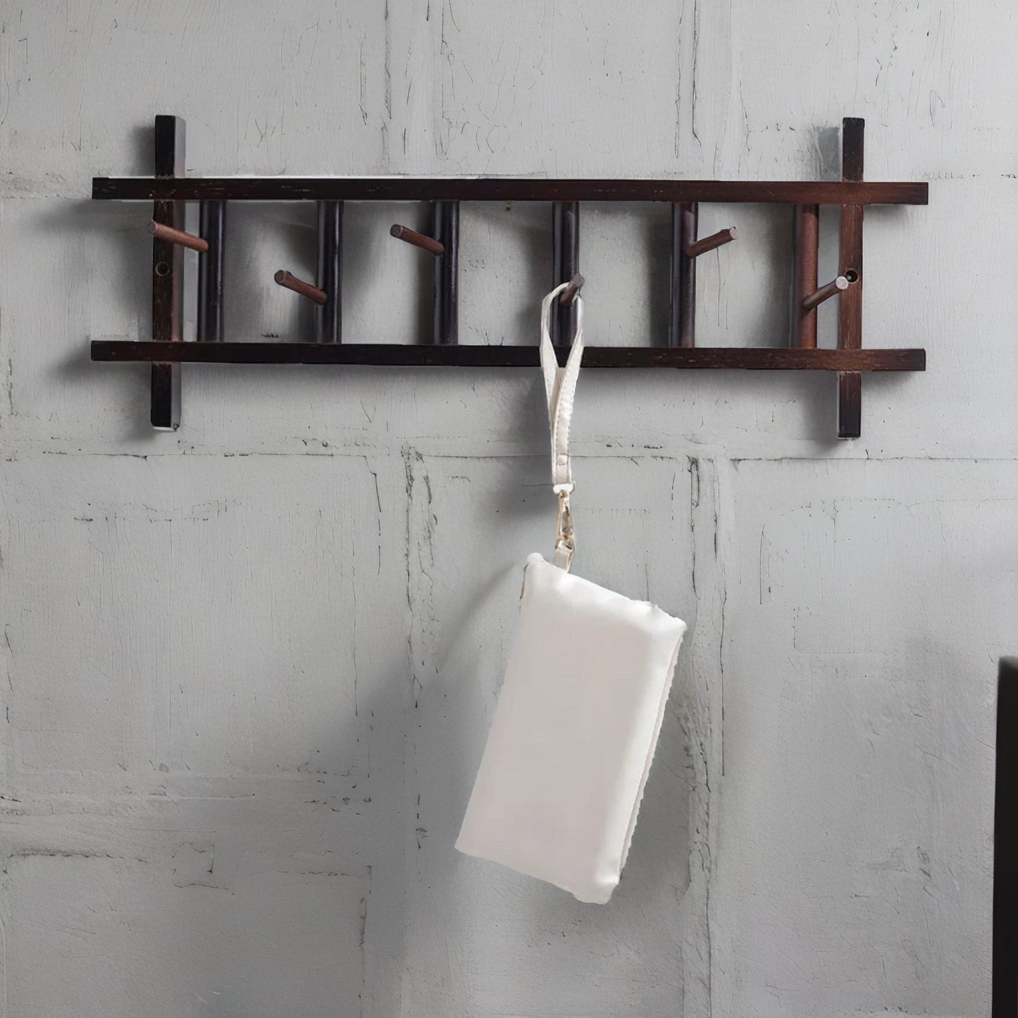 bamboo wall mounted coat hooks rack