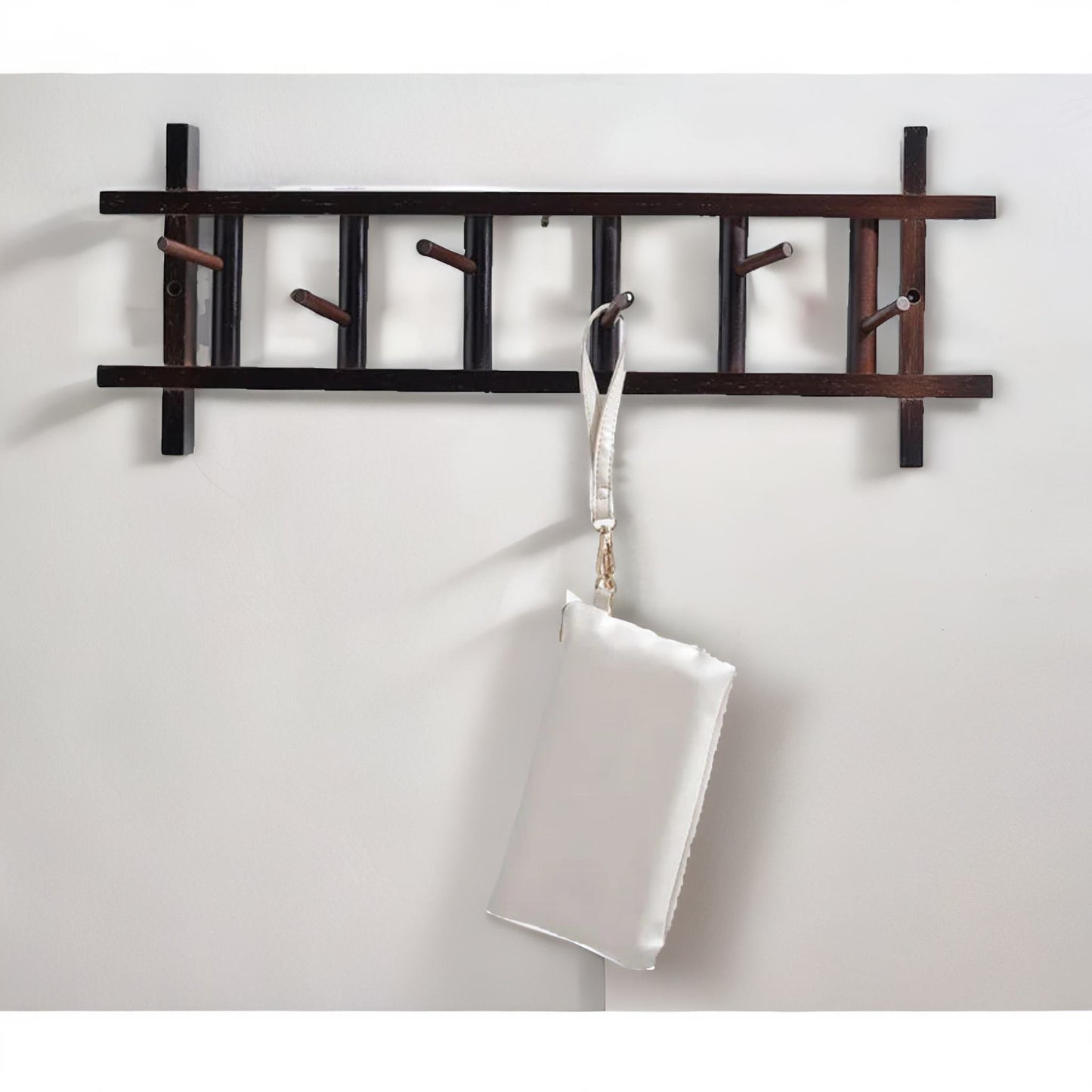 bamboo wall mounted coat hooks rack