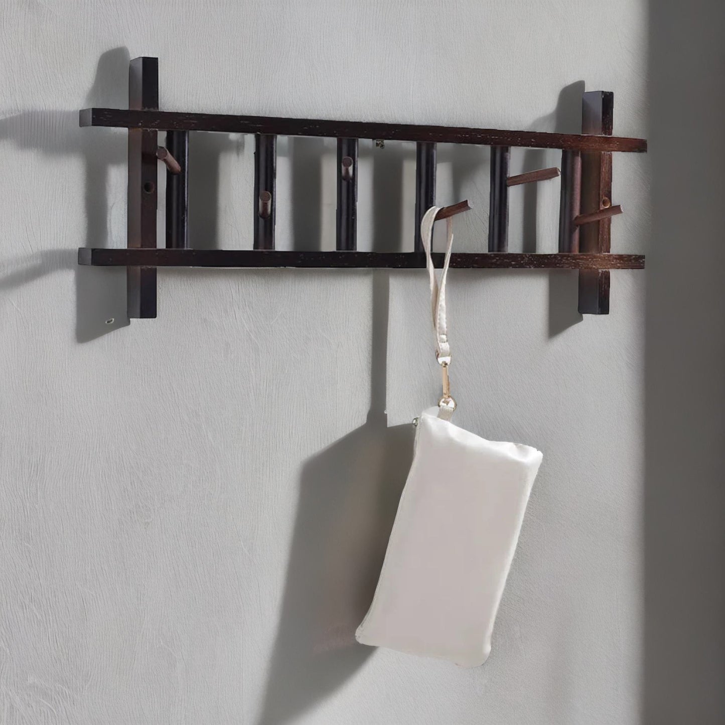 bamboo wall mounted coat hooks rack