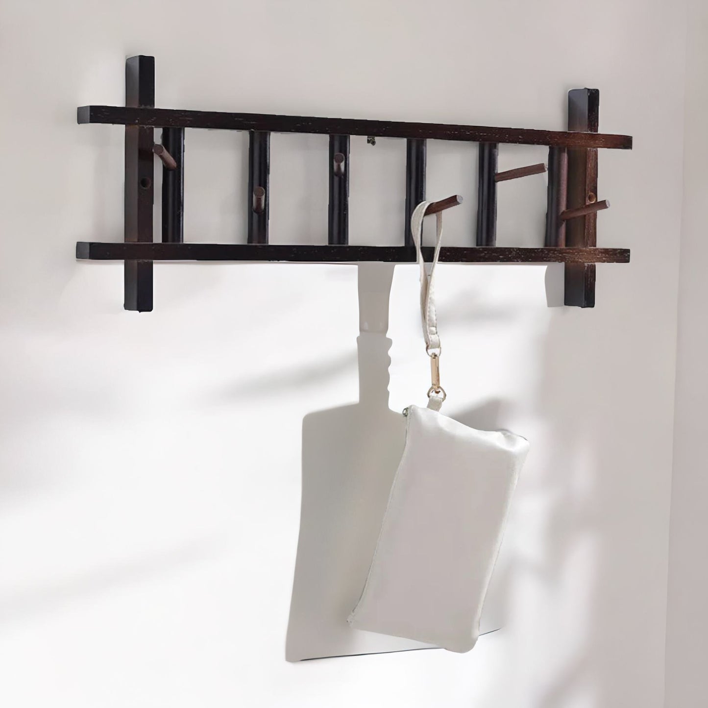 bamboo wall mounted coat hooks rack