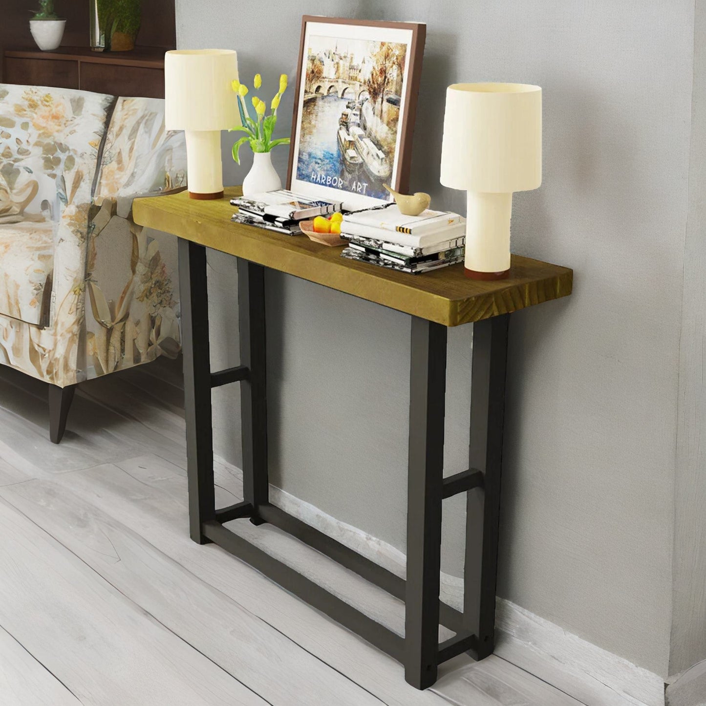 100cm wide narrow console table industrial style