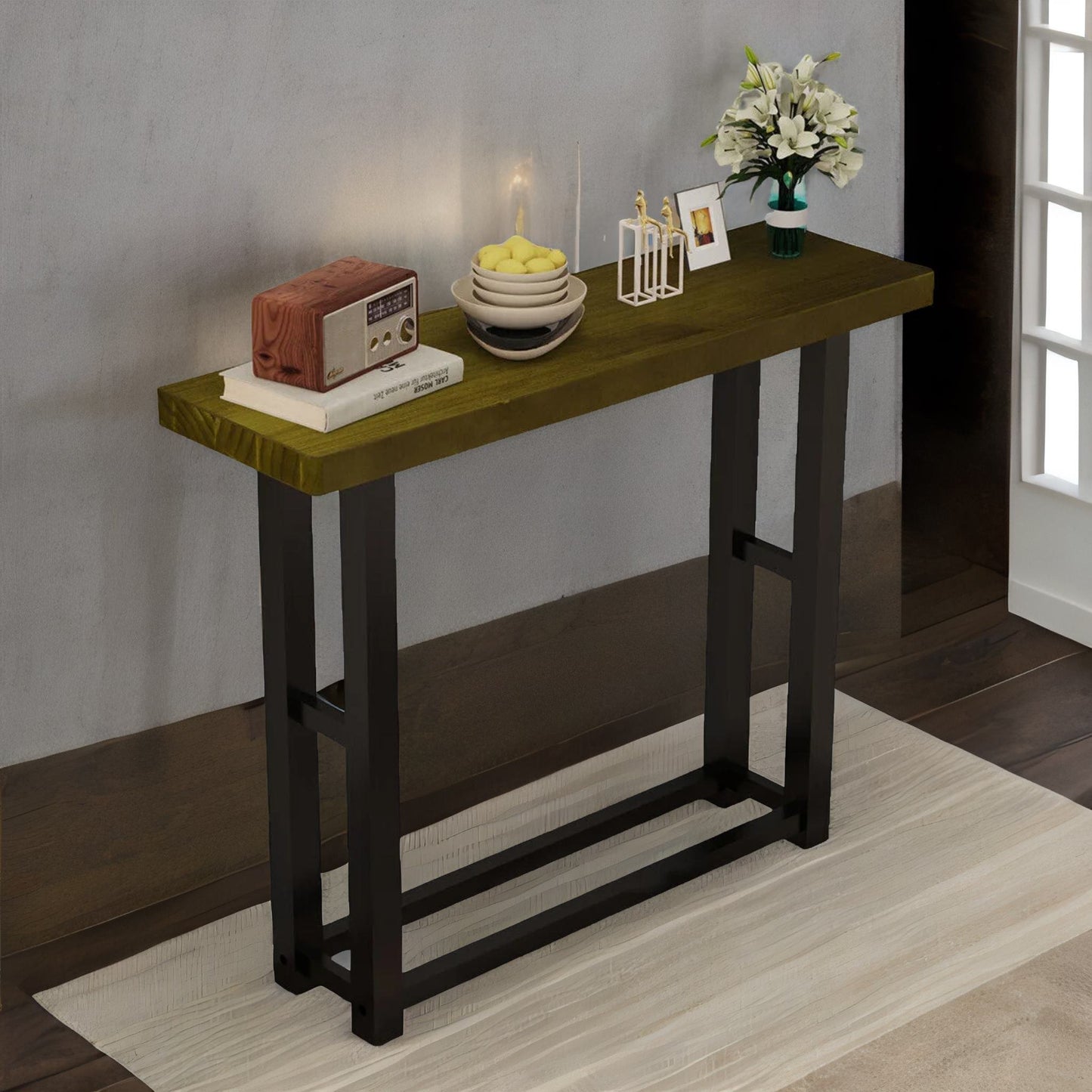 100cm wide narrow console table industrial style