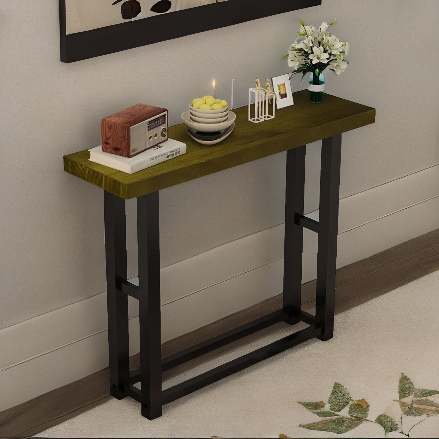 100cm wide narrow console table industrial style