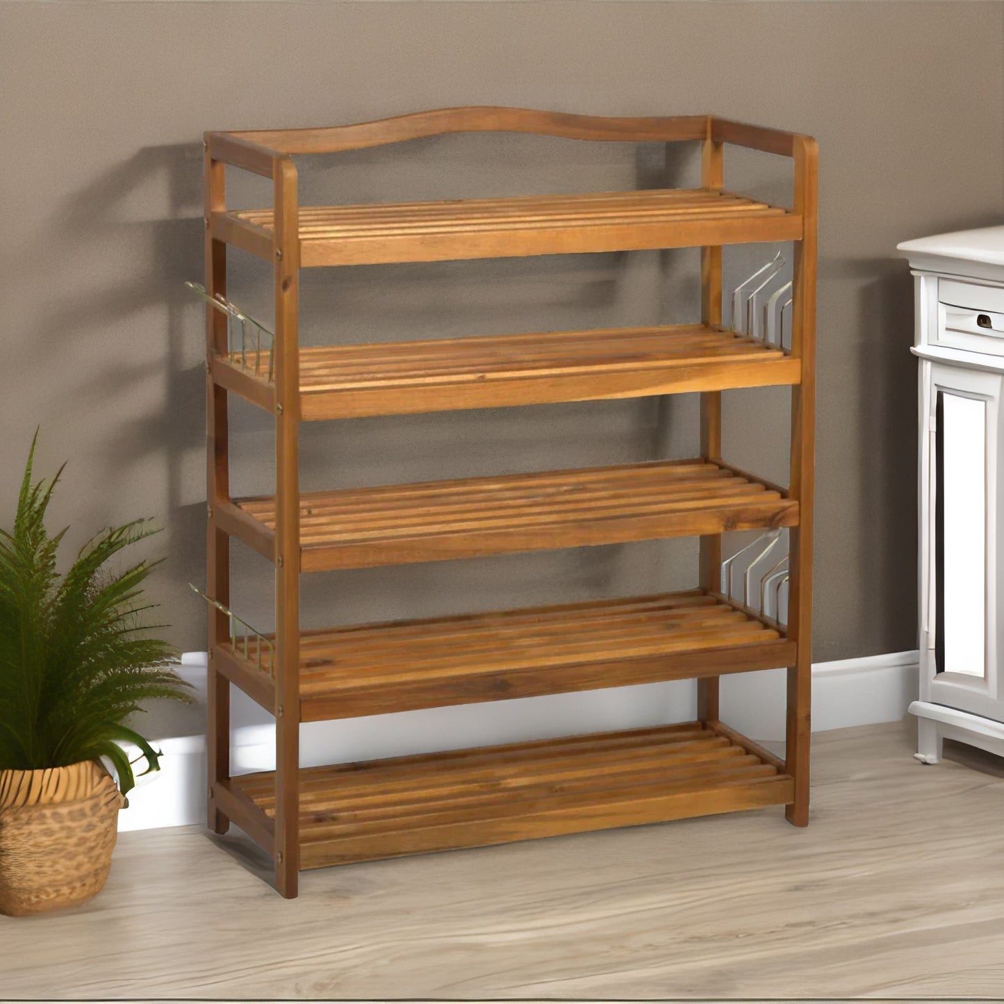 5 tier shoe rack bamboo