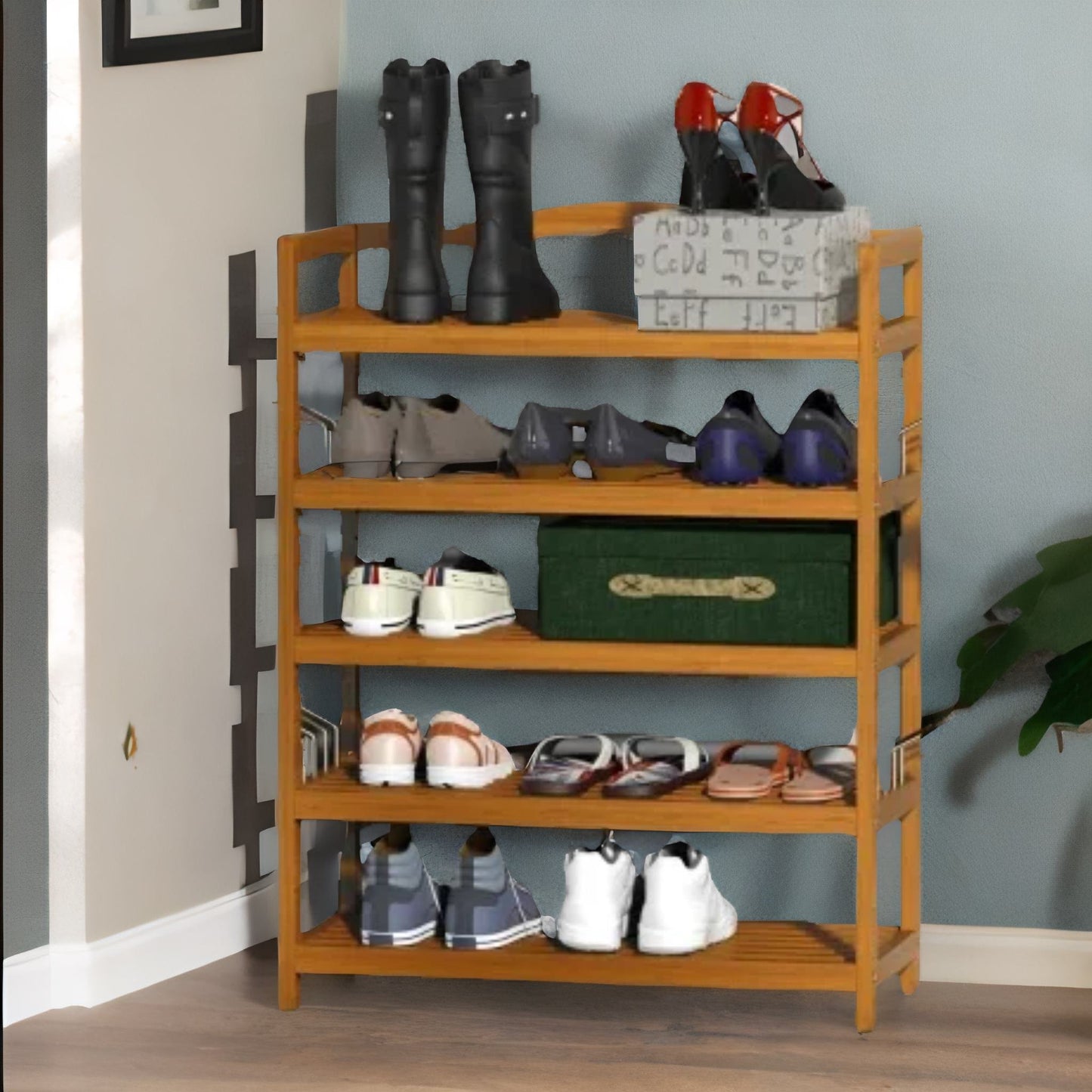 5 tier shoe rack bamboo