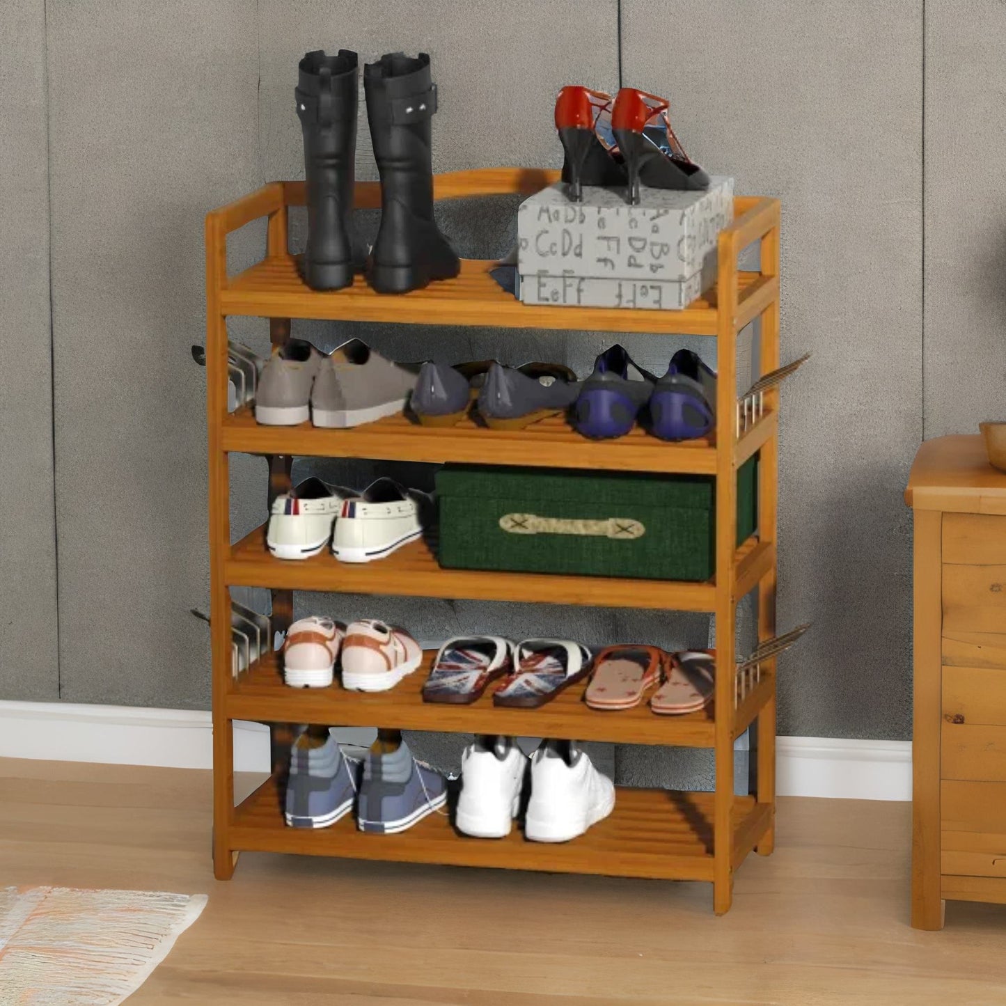 5 tier shoe rack bamboo