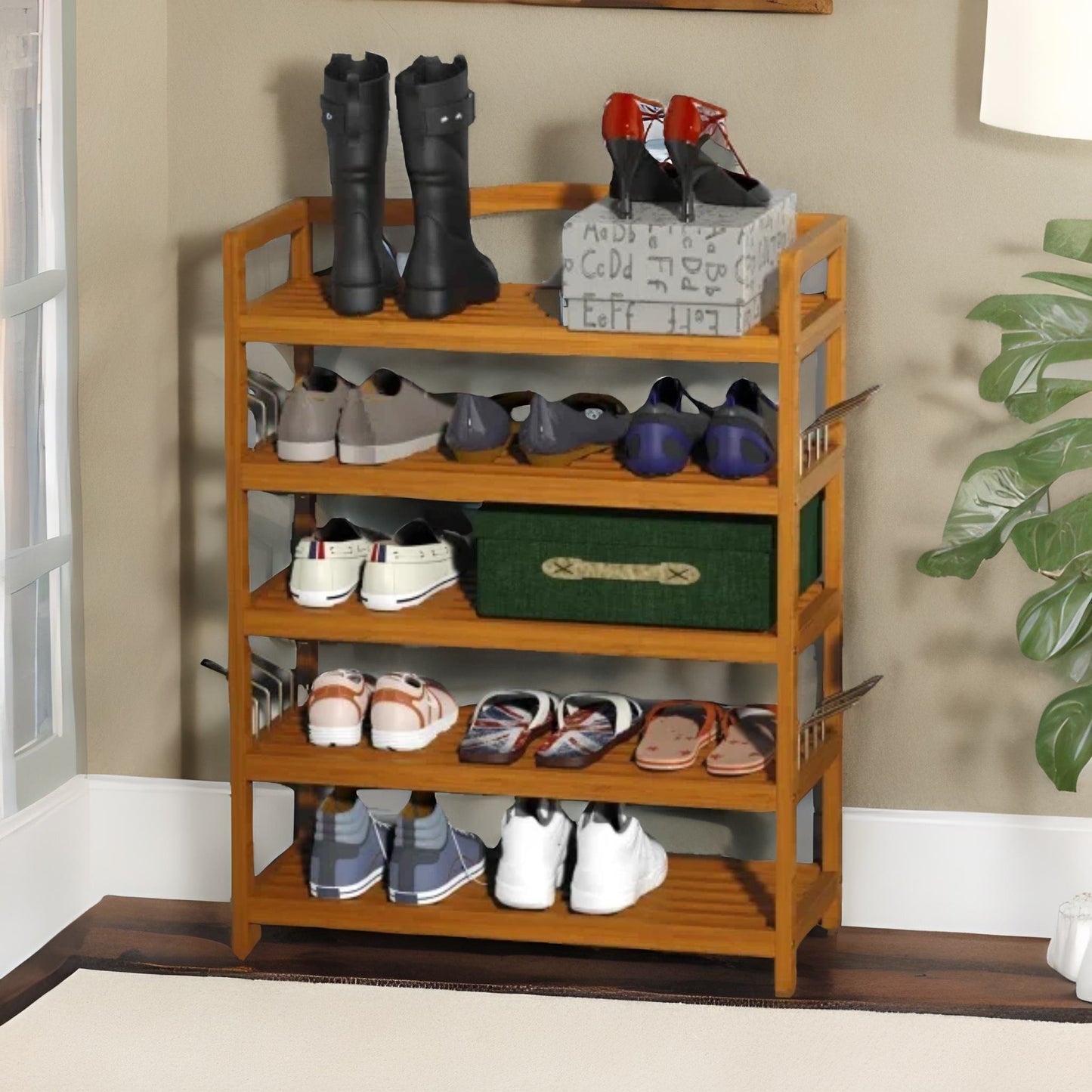 5 tier shoe rack bamboo