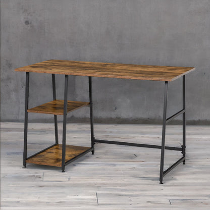 Industrial Rustic Writing Desk With 2 Shelves