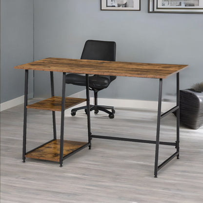 Industrial Rustic Writing Desk With 2 Shelves